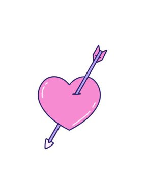 Bir okun ve kalbin klasik dövme tarzının hareketli animasyonu