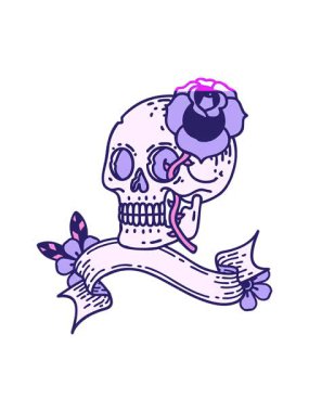 bir kafatası ve gül sancağının animasyonunu çalıştır