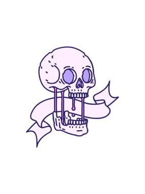 Dikkat çekici geleneksel dövmenin bir kafatası pankartıyla canlandırılması