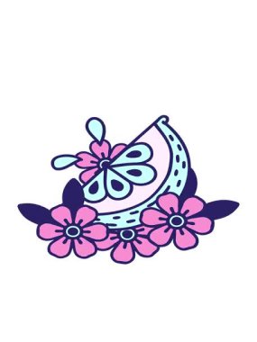 Dövmenin hareketli animasyonu geleneksel dekoratif limon stilinde