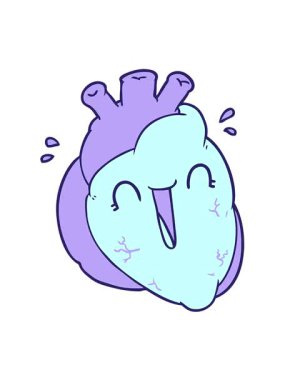 Karikatür kalp kahkahalarının titreşimli hareketi