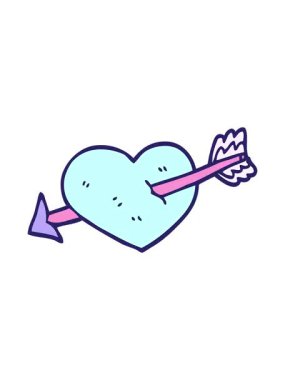 Karikatür karikatürünün titreyen hareketli animasyonu ok ile fırlatılan kalp karalaması