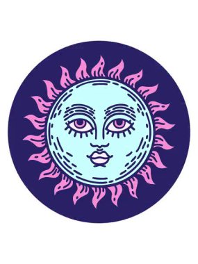 Yüzü dövmeli güneşin canlandırma efektini piksel yap