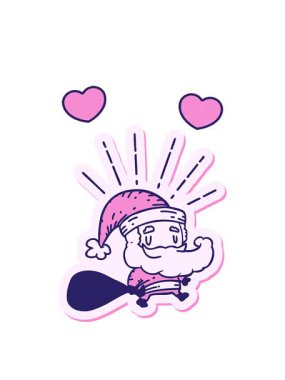 Dövme stili Noel Baba Noel Baba karakterli çuvallı bir çıkartmanın dönen kalp animasyonu