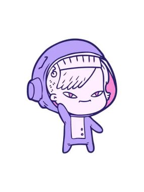 Astronot kadın çizgi filminin pixelize etkisi