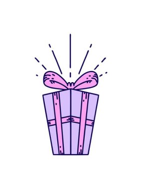 Bir Noel hediyesi çiziminin neon ışık efekti animasyonu