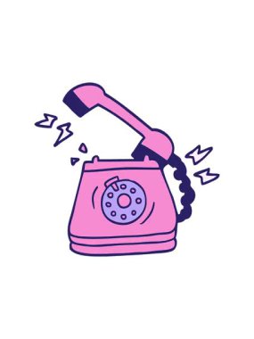 Çizgi film karalamalarının dönen hareketli animasyonları. Eski bir çevirmeli telefon.