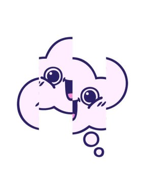 Bir düşünce baloncuğunun çizgi filminin bölünmüş hareket animasyonu