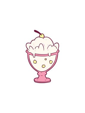 Çizgi film animasyonları parlak renkli lezzetli tatlılar.