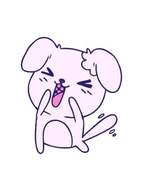 Şirin bir kawaii köpek çizgi filminin animasyonunu salla ve durdur