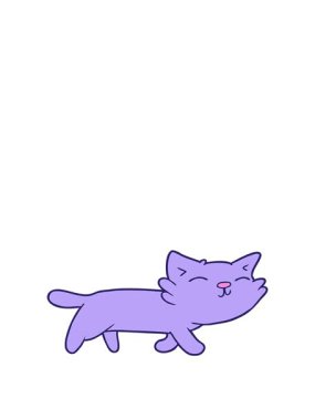 Çizgi film kedisinin eğlenceli bir çiziminin animasyonunu uzatıyorum.