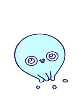 Tatlı bir denizanasının yüzme karikatürünün hareketli animasyonu