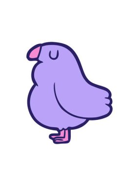 Sevimli neon renkli bir kuşun çizgi filminin basınçlı animasyonu