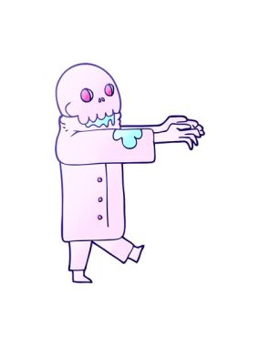 El yazması çizilmiş zombi çizgi filminin titreşimli animasyonu