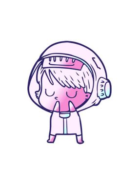 Çizgi film astronot kadın illüstrasyonunun dönen hareket animasyonu