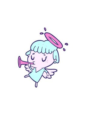 Sevimli karikatür meleğinin radyoaktif parlak animasyonu