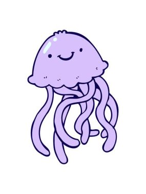 Çizgi film mutlu denizanasının neon ışık efekti animasyonu