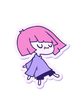 Güzel Kawaii kızının serbest çizim karikatürünün basınçlı animasyonu.