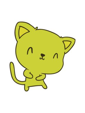 Şirin kawaii kedisinin resimleme tasarımının renk animasyonu değişiyor