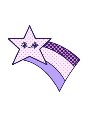 Kayan bir gökkuşağı yıldızının çizgi film tasarımını salla ve durdur