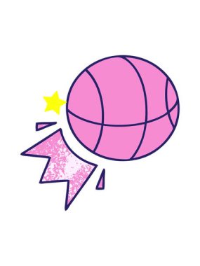 Parıldayan yıldızlar, bir basket topunun retro grunge dokusunun animasyonunu etkiler.