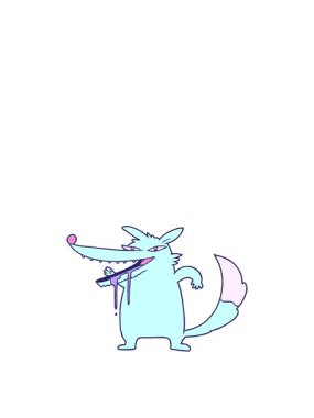 Şişko tilki çizgi film karakterinin zıplama hareketi animasyonu