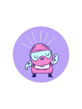 Dövme stili, sakallı, pazılarını esneten bir adamın radyoaktif ışıldayan animasyonu