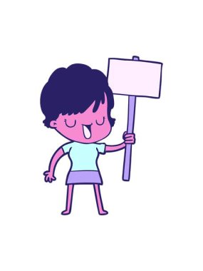 Dikkat çekici çizgi film kadını konuşması.