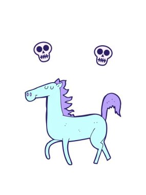 Çizgi film atının kafatası animasyonu