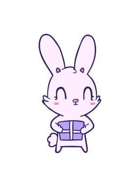 Şimdiki sevimli çizgi film tavşanının hareketli animasyonu.