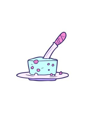 Peynir bloğunda bıçağın canlandırılması dikkat çekici.