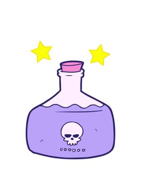 dönen yıldızlar karikatür şişesinin animasyonu suikastçı zehri