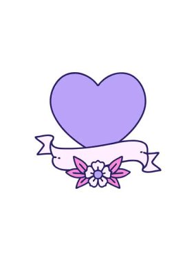 İkonik dövme stili kalp ve afişin gösterişli satış animasyonu