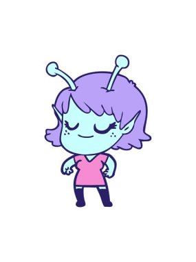 gülümseyen uzaylı kız çizgi filminin hareketli animasyonu