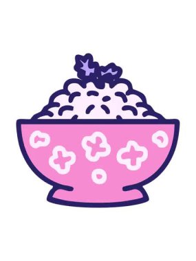 Japon pilavının desenli kasede canlandırılmış hali.