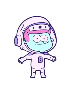 Bir astronot çizgi filminin basınçlı animasyonu