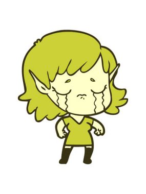 Çizgi filmin renk değişimi ağlayan elf kızı imajı