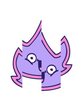 Mutlu bir ateşin tatlı çizgi filminin bölünmüş hareket animasyonu