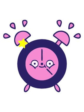 Parlayan yıldızlar, bir çizgi roman tarzı alarm saatinin animasyonunu etkiler.