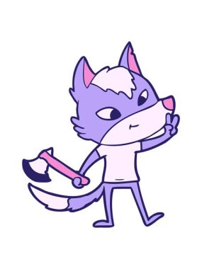 Dost canlısı kurt çizgi filminin ışık efekti barış işareti veriyor.