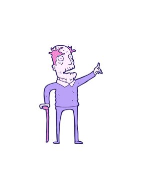 Çizgi film kahramanı, bastonlu yaşlı adam.