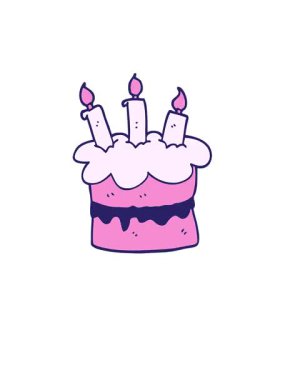 Karikatür karikatür doğum günü pastasının yükselişi ve süzülmesi