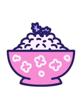 Parlak ışık efekti desenli kasede Japon pirincinin canlandırması