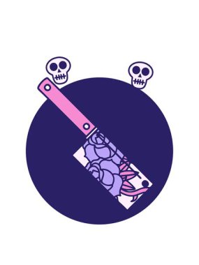 Bir satırın ve çiçeğin dövme stili görüntüsünün dönen kafatası animasyonu