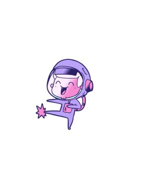 Mutlu el çizimi çizgi film astronotunun yatay titreşimli animasyonu