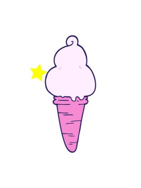 Parıldayan yıldızlar çizgi film karikatür dondurmasının animasyonunu etkiler.