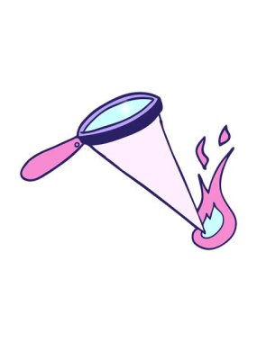 Çizgi film karalamalarının ışıltı etkisi. Büyüteç.