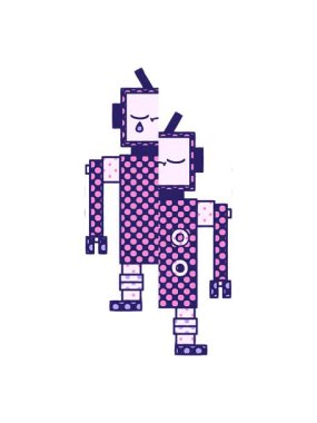 Bir robotun çizgi roman stili çizgi filminin bölünmüş hareket animasyonu