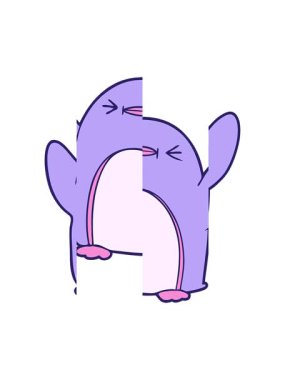 Çizgi film penguen tasarımının bölünmüş hareket animasyonu