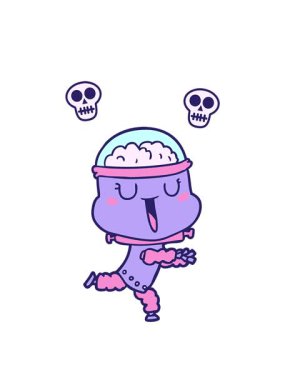 Kafataslarını döndüren mutlu robot çizgi film animasyonu